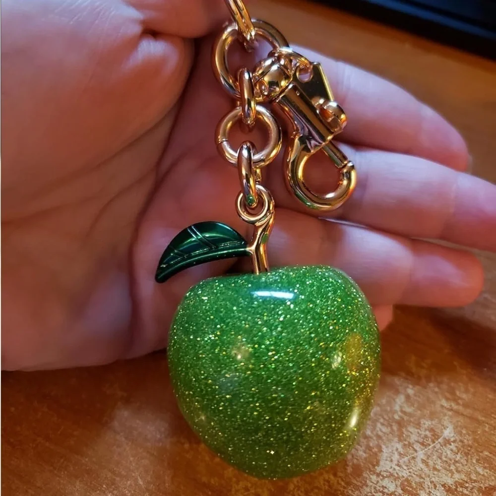 Green Apple purse charm gold clip on Accessory looks so cute on your bag